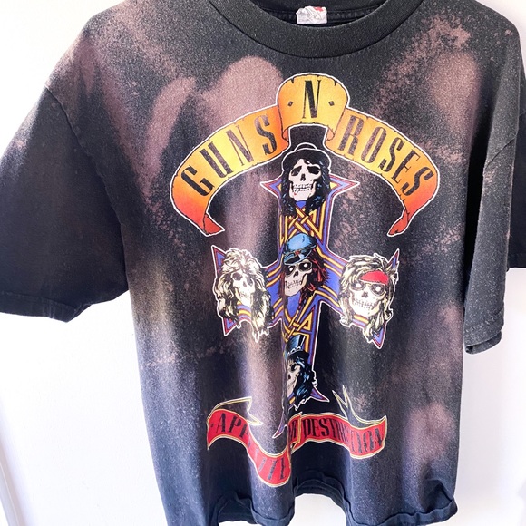 Bleached Guns N Roses band t-shirt - Picture 1 of 6